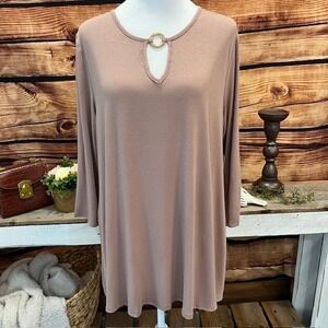 Misia Womens Long Sleeve Brown Top Size L